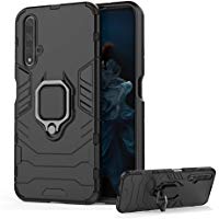DESCHE para Funda Honor 20, Fundas con Anillo + Cristal Templado, Compatible con el Soporte Magn&eacute;tico para Autom&oacute;vil, Carcasa Dura Resistente a los Ara&ntilde;azos - Nero