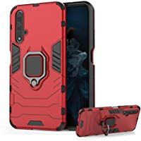 DESCHE para Funda Honor 20, Fundas con Anillo + Cristal Templado, Compatible con el Soporte Magn&eacute;tico para Autom&oacute;vil, Carcasa Dura Resistente a los Ara&ntilde;azos - Rosso