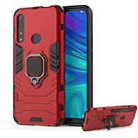 DESCHE para Funda Huawei P Smart Z, Fundas con Anillo + Cristal Templado, Compatible con el Soporte Magn&eacute;tico para Autom&oacute;vil, Carcasa Dura Resistente a los Ara&ntilde;azos - Rosso