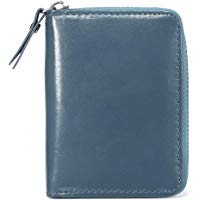 TEEMZONE RFID Cartera Tarjetero Mujer Cremallera de Cuero Genuino Portatarjetas Monedero de Espacio 11 Tarjetas