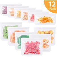 Kollea Bolsas de Silicona Reutilizables 12 Pack, Bolsas de conservaci&oacute;n, Bolsas de Silicona Preservaci&oacute;n de Alimento Herm&eacute;tica para Fruta Verduras Carne y s&aacute;ndwich, Ideal para Hogar Cocina y Viajes