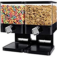 Dispensador de cereales individual, doble o triple, herm&eacute;tico, con bandeja antiderrames integrada para alimentos secos, cereales, comida de mascotas y dulces para un almacenamiento fresco y limpio, de ENYAA