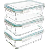 Utopia Kitchen Recipiente - Contenedor de Almacenamiento de Alimentos de Vidrio - 3 juegos - Tapas transparentes - Sin BPA - Para la Cocina o el Restaurante de Uso Dom&eacute;stico