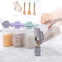AnseeDirect Envase para Cereal Recipientes de Almacenamiento para Harina de Arroz Pl&aacute;stico Estanco Herm&eacute;tico sin BPA 4.4 Lbs / 2KG con Escala Graduada