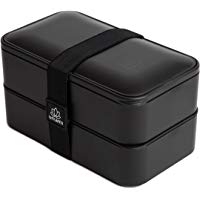 Umami Bento Original&nbsp;&ndash;&nbsp;Lunch Box con 2&nbsp;Compartimentos Cierre herm&eacute;tico con Cubiertos&nbsp;&ndash;&nbsp;Durable, pl&aacute;stico sin BPA&nbsp;&ndash;&nbsp;Convient en los Adultos y en los ni&ntilde;os&nbsp;&ndash;&nbsp;Ideal para Dietas (Negro Mate)