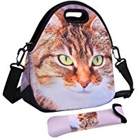 COOFIT Bolsa Porta Alimentos, Bolsa Almuerzo Bolsa Comida Neopreno para Picnic Negro con Correa de Hombro