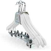 Hangerworld - Perchas De Madera Blanca con Pinzas De Metal, 45 cm