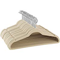 ZOBER - Perchas de terciopelo de calidad premium, fuertes y duraderas con carga de hasta 4,53 kg&nbsp;, gancho giratorio 360&nbsp;grados de cromo, ultra delgada, antideslizante, color marfil (50&nbsp;unidades)