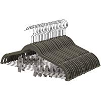 SONGMICS Perchas aterciopeladas Set de 30, con Pinzas Gancho Giratorio a 360&ordm; para Adultos Ideal para Trajes Abrigos Faldas Pantalones Tirantes