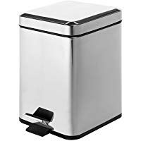 Gedy Argenta - Papelera Cuadrada, con Pedal, Cromo Brillo
