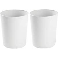 MetroDecor mDesign &ndash; Papelera met&aacute;lica (Juego de 2) &ndash; Cubo de Basura Moderno para el ba&ntilde;o, la Oficina o la Cocina &ndash; Preciosa Papelera de dise&ntilde;o de Color Blanco &ndash; Fabricada en Metal