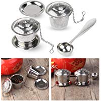 OUNONA Infusor de T&eacute; en Acero Inoxidable(Pack de 2 Infusores) Con Cucharada de T&eacute; y Bandejas de Goteo