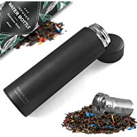 Botella de agua t&eacute;rmica infusor + filtro para t&eacute; infusiones + inserto da fruta sin BPA | Termo herm&eacute;tico 450ml de acero inoxidable | Cantimplora aislada para oficina, colegio, deporte, bicicleta