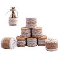 Gutodra 8 rollos Cinta Arpillera con Encaje Blanco de 5cm*2m 8 Motivos Diferentes para Manualidades Fabricaci&oacute;n de Artesan&iacute;as Boda Decoraciones