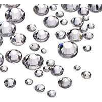 1000 Piezas Diamantes de Cristal de Espalda Plano Transparente Gemas de Cristal Redondas 1.5 mm - 5 mm, 5 Tama&ntilde;os