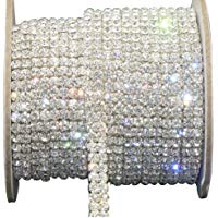 Broadroot Fashion SS16&nbsp;Clear Rhinestone Brillantes 2&nbsp;Filas Cerrar Cadena Ribete Plata X 1&nbsp;Yard