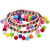 YNuth 1 Yarda de Encaje de Borlas de Bolas Arco Iris Pomp&oacute;n Trim Cinta Tejida Fina de Color Crema para Decoraci&oacute;n DIY Costura de Ropas Cortinas Bolsos