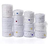 FEPITO 12 Rollos Cinta Encaje Blanco Surtido Cinta de Ajuste de Encaje para Coser y Decoraciones Festoneadas Boda Nupcial 39.6 Yardas