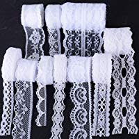 (50m) 10Rollos Encaje Cinta Blanco Boda Decoraci&oacute;n Manualidades Bricolaje DIY Costura (5m/rollo)