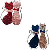 Haodou Gato Parche Reversible Cambiar de Color Lentejuelas Bordado de Coser Parche DIY Ropa Costura Tela Apliques Artesan&iacute;a