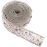 HEEPDD 1 m Cinta de Diamantes de imitaci&oacute;n, 2 cm / 0,78 Pulgada de Ancho DIY Cristal de Costura Cadena Diamante Rollo de Envoltura de Malla para Vestido de Novia Port&aacute;til Gorros