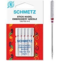 Schmetz. Aguja para bordado (punta roja) para m&aacute;quinas de uso dom&eacute;stico, aguja de parte trasera plana
