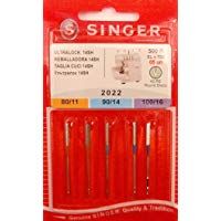 Singer Overlock Ultra Lock 14SH 2022 - Agujas para m&aacute;quina de coser, 5 unidades, 80/11, 90/14 y 100/16