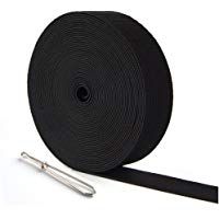KUUQA 6&nbsp;Metros/6.56&nbsp;M Largo Bandas de el&aacute;stico Plano Bobina de Cuerda el&aacute;stica Bandas de Costura DIY Craft Accesorios de Costura, 25&nbsp;mm de Ancho, Color Negro