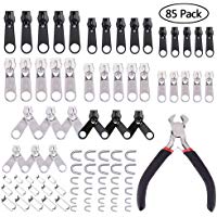AFDEAL 85 Pieza Cremallera Reparaci&oacute;n de Cremallera para Cremallera Rescue Kit con Cremallera Instale Alicates para Bolsillos, Chaquetas, Tiendas de campa&ntilde;a, Equipaje, Saco de Dormir
