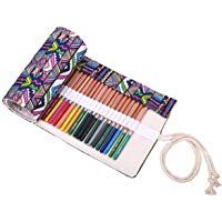 iiniim Canvas Pencil Wrap Rollo l&aacute;piz bolsa para viaje organizador Artist estudiantes dibujo Suministros, color 48 Holes Bohemia