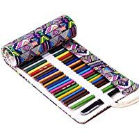 iiniim Canvas Pencil Wrap Rollo l&aacute;piz bolsa para viaje organizador Artist estudiantes dibujo Suministros, color 72 Holes Bohemia