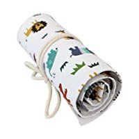 WDILO - Bolsa de papeler&iacute;a de lona para l&aacute;pices de colores, bolsa de viaje, port&aacute;til, estuche para artistas, estudiantes, suministros (48 agujeros)