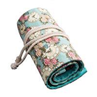 WDILO - Bolsa de papeler&iacute;a de lona para l&aacute;pices de colores, bolsa de viaje, port&aacute;til, estuche para artistas, estudiantes, suministros (72 agujeros)