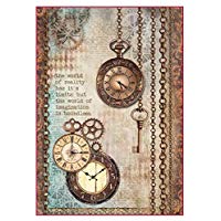 stamperia dfsa4288&nbsp;A4&nbsp;&ndash;&nbsp;Papel mach&eacute; Arroz se env&iacute;a Relojes y llave, multicolor, 29,7&nbsp;x 21